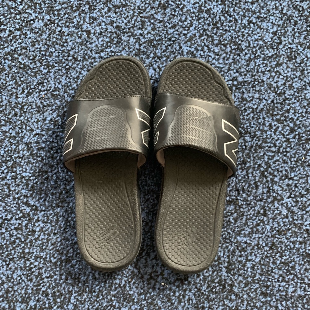 New Balance black slides